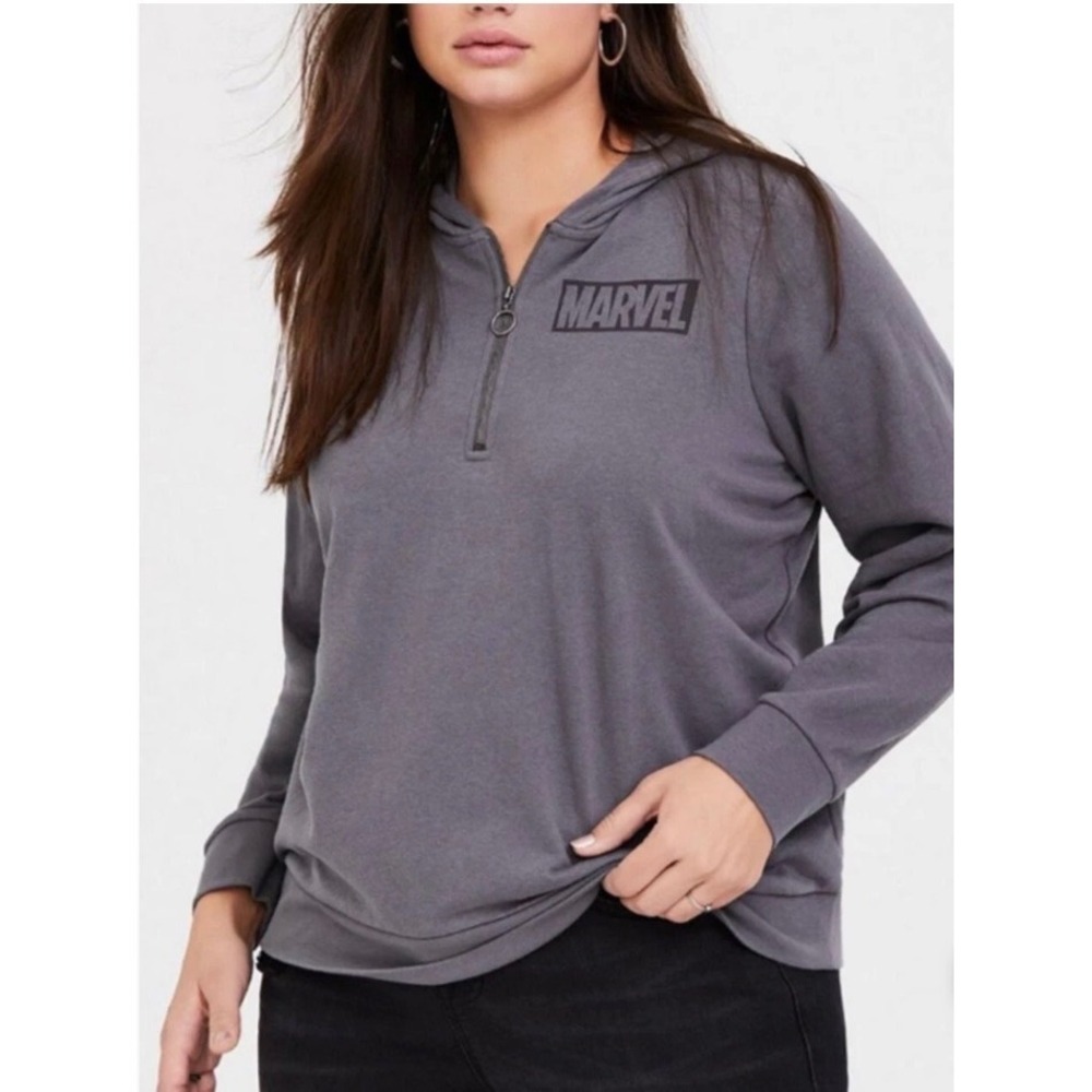 Marvel Her Universe Avengers Graphic Quarter Zip Hoodie Gray Women Plus Size 4X